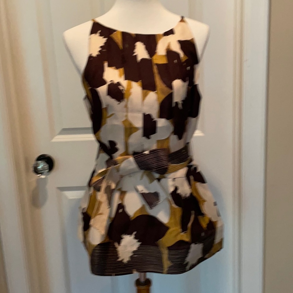 NWT J. Crew Collection Sleeveless Floral Silk Top w/Belt - Size 10